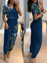 Monna - Lässiges und elegantes Set für Damen – Blau mit Muster 2