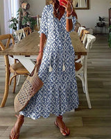 Luna | Elegantes Boho-Kleid mit figurfreundlichem Design – Blau