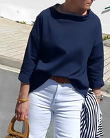 Orinda - Elegantes Damen-Top mit halbem Rollkragen – Marineblau