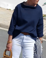 Sofia - Damen Elegantes Oberteil – Marineblau