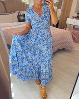 Connie - Floral Maxi Kleid – Blau (Fast ausverkauft)
