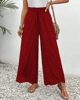 Sommerhose Damen mit hoher Taille – Elegant gemustert & luftig bequem – Rot