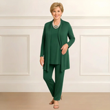 Mia | Lagenlook Cardigan Zweiteiliges Set – Grün