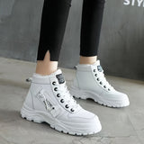 Winterschuhe Damen Stiefel | High-Top mit Lace-Up und Profilsohle – Weiß