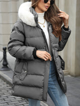 Daunenjacke Damen Mit Kapuze | Gefütterter Winterlook – Grau
