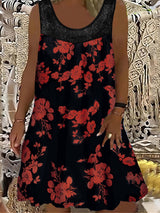 Samudri - Lockeres Armelloses Maxi Kleid Mit Rundhalsausschnitt – Rot