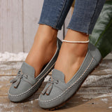 Clara - Mit Quasten bestickte Loafer mit lässigem Design – Grau