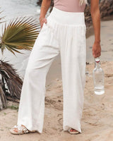 Quinley - Leinenhose mit Stretch – Weiß