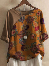 Adoria – Bluse Mit Boho Blumenmuster Und Knöpfen – Gelb
