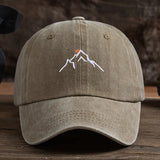 Ermil – Bestickte Baseball Kappe Mit Berggipfel – Khaki