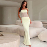 Rina | Lange Spitzenkleid – Hellgelb