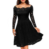 Emma - Vintage Kleid aus geblümter Spitze – Schwarz