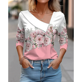 Lisbon - Florale Bluse mit V-Ausschnitt – Rosa
