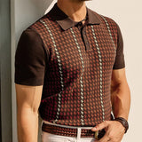 Nicholas | Spitzer Kragen Regular-Fit Poloshirt – Kaffeebraun