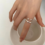 Silbernes Lächeln Verstellbarer Ring – Silber