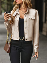 Slavica – Vintage Jacke Mit Langen Ärmeln Und Knöpfen Vorne – Aprikose