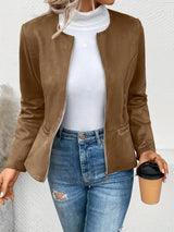 Maxima | Slim Fit Jacke mit Reißverschluss – Braun