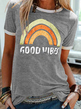 Lucia - Bedrucktes Retro-T-Shirt – Grau
