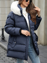 Daunenjacke Damen Mit Kapuze | Gefütterter Winterlook – Marineblau