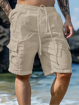 Raekwon – Leinen-Shorts Mit Elastischem Bund Und Kordelzug – Apricot