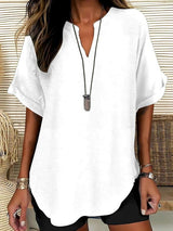 Xalina - Bluse mit weicher Haptik und Ausschnitt-Detail – Off-White