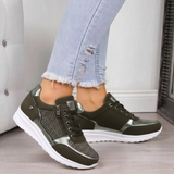 Ava - Sneaker mit Reißverschluss – Dunkelgrün