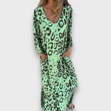Abril – Maxikleid mit Animal-Print – Grün