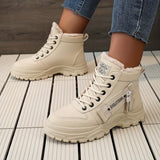 Winterschuhe Damen Stiefel | High-Top mit Lace-Up und Profilsohle – Khaki