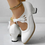 Zydrune - Vintage Leder Pumps Mit Hohem Absatz – Weiß