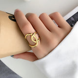 Double C Lnotted Line Verstellbarer Ring – Gold