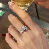 Designer Herz Zirkonia Ring – Silbrig