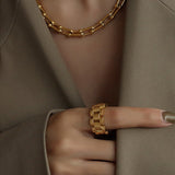 Titan-Stahl-Kettenring – Gold