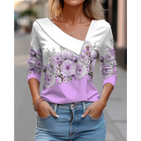Lisbon - Florale Bluse mit V-Ausschnitt – Hellviolett