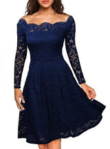 Emma - Vintage Kleid aus geblümter Spitze – Blau