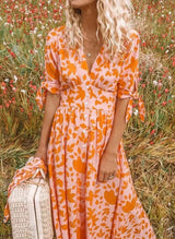 Makenna | Kleid mit Rüschensaum – Orange