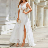 Gisela | Weites Brautkleid mit Spitze, Schleppe und fließendem Chiffon-Rock – Weiß
