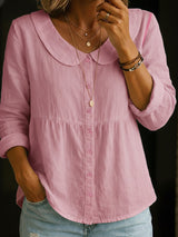 Arlira - Bluse mit Peter-Pan-Kragen aus weichgriffigem Leinen – Rosa