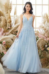Modisches Tüll Ballkleid mit Applikationen - Victoria – Blau