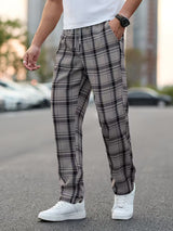 Idriz – Karierte Hose Mit Elastischem Bund – Grau