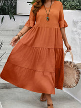 Avelisse - Anmutiges Fließendes Kleid – Orange (Fast ausverkauft)
