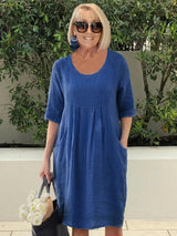 Lisa – Sommerkleid mit Taschen – Marineblau