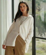 Lena | Bequeme Strickjacke für kühle Herbsttage – Ecru weiß
