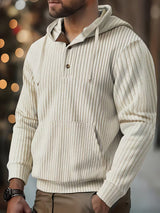 Colman – Elegantes Sweatshirt Mit Kapuze Und Struktur – Khaki