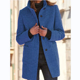 Vintora™ – Retro Damen-Windjacke mit Knöpfen und Stehkragen – Marine Blau