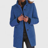 Elena – Klassischer Mantel in Wollmix – Blau