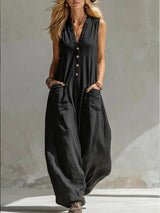 Farella - Jumpsuit mit weitem Bein und lockerer Passform – Schwarz