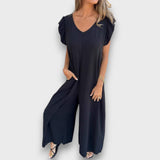 Selvina – Jumpsuit mit fließender Silhouette – Schwarz