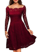 Emma - Vintage Kleid aus geblümter Spitze – Rot