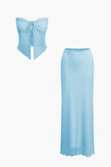 Brianna | Zweiteiler-Set mit Bandeau-Top & Maxirock – Blau