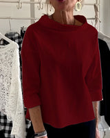 Orinda - Elegantes Damen-Top mit halbem Rollkragen – Bordeaux